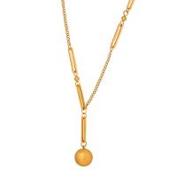 Collier de bijoux de titane, Acier titane, avec 1.97inch chaînes de rallonge, Plaqué or 18K, bijoux de mode & pour femme, doré Environ 15.75 pouce, Vendu par PC