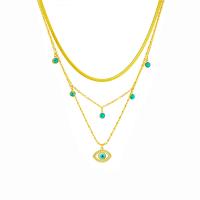 Titanium Steel Jewelry Necklace, with turquoise, plated, fashion jewelry & for woman & with rhinestone, golden 