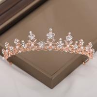 Tiaras nupciales, aleación de zinc, con Perlas plásticas, chapado en color rosa dorada, Joyería & para mujer & con diamantes de imitación, color de rosa dorada, Vendido por UD