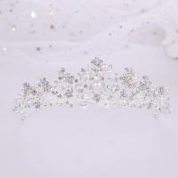 Bridal Tiaras, Zinc Alloy, with Plastic Pearl, fashion jewelry & for woman & with rhinestone, silver color 