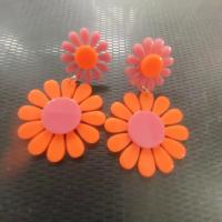 Acrylic Drop Earring, with Zinc Alloy, Flower, stoving varnish, fashion jewelry & for woman 