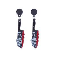 Acrylic Drop Earring, Zinc Alloy, with Acrylic, Sword, printing, Halloween Design & fashion jewelry & for woman 