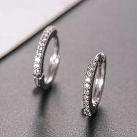 Befestiger Zirkonia Messing Ohrring, plattiert, unisex & Micro pave Zirkonia, Platin Farbe, 14x14mm, verkauft von Paar