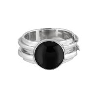 Anillo de Plata Ley, plata de ley 925, con Ágata negra, chapado, Joyería & para mujer, plateado, tamaño:16, Vendido por UD