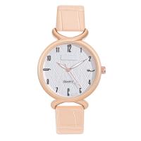 Women Wrist Watch, PU Leather, with Glass & 304 Stainless Steel & Zinc Alloy, Round, rose gold color plated, fashion jewelry & Chinese movement & for woman & with rhinestone Approx 240 mm 