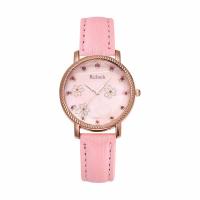 Women Wrist Watch, PU Leather, with Glass & 304 Stainless Steel & Zinc Alloy, Round, rose gold color plated, fashion jewelry & Chinese movement & for woman Approx 232 mm 