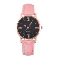 Women Wrist Watch, PU Leather, with Glass & 304 Stainless Steel & Zinc Alloy, Round, rose gold color plated, fashion jewelry & Chinese movement & for woman Approx 233 mm 