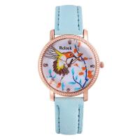 Women Wrist Watch, PU Leather, with Glass & 304 Stainless Steel & Zinc Alloy, Round, rose gold color plated, fashion jewelry & Chinese movement & for woman Approx 232 mm 