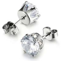 Boucle en acier inoxydable zircons cubiques, Acier inoxydable 304, unisexe & normes différentes pour le choix & pavé de micro zircon, couleur originale, Vendu par paire