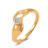 Zinc Alloy Finger Ring, plated, fashion jewelry & micro pave cubic zirconia & for woman, golden, 20mm 