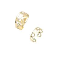 Zinc Alloy Cuff Finger Ring, gold color plated, 2 pieces & fashion jewelry & for woman, golden, 17mm 