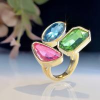 Zinc Alloy Finger Ring, with Crystal, gold color plated, vintage & fashion jewelry & Unisex, mixed colors Inner Approx 18mm 