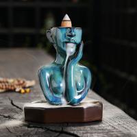 Incense Smoke Flow Backflow Holder Ceramic Incense Burner, Porcelain, half handmade, for home and office & durable 