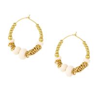 Boucles d'oreilles en acier titane, avec Acrylique, Placage, bijoux de mode & pour femme, doré, 33mm, Vendu par paire