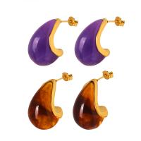 Boucles d'oreilles en acier titane, avec résine, Placage ionique sous vide, bijoux de mode & pour femme, plus de couleurs à choisir Vendu par paire