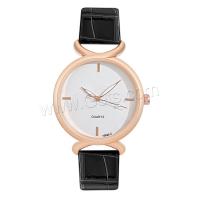 Women Wrist Watch, PU Leather, with Glass & 304 Stainless Steel & Zinc Alloy, Round, rose gold color plated, fashion jewelry & Chinese movement & for woman Approx 240 mm 