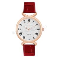 Women Wrist Watch, PU Leather, with Glass & 304 Stainless Steel & Zinc Alloy, Round, rose gold color plated, fashion jewelry & Chinese movement & for woman Approx 240 mm 