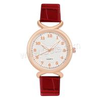 Women Wrist Watch, PU Leather, with Glass & 304 Stainless Steel & Zinc Alloy, Round, rose gold color plated, fashion jewelry & Chinese movement & for woman Approx 240 mm 