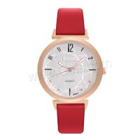 Women Wrist Watch, PU Leather, with Glass & 304 Stainless Steel & Zinc Alloy, Round, rose gold color plated, fashion jewelry & Chinese movement & for woman Approx 240 mm 