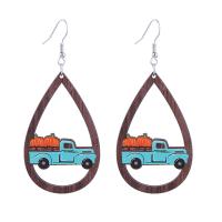 Wood Earring, деревянный, с цинковый сплав, Каплевидная форма, Печати, ювелирные изделия моды & различные модели для выбора & Женский продается Пара