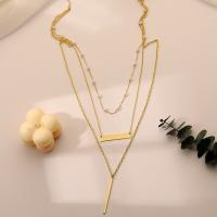 Collier de mode Multi couche, alliage de zinc, Placage, trois couches & bijoux de mode & pour femme, Or, Vendu par PC