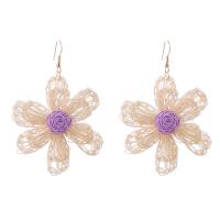 Zinc Alloy Drop Earring, Rattan, with Zinc Alloy, Flower, handmade, fashion jewelry & for woman 