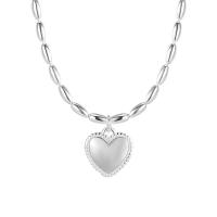 argent sterling 925 collier, avec 5CM chaînes de rallonge, coeur, Placage, bijoux de mode & pour femme, argent Environ 40 cm, Vendu par PC