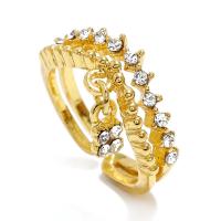 Strass Zink Legierung Finger Ring, Zinklegierung, goldfarben plattiert, Modeschmuck & für Frau & mit Strass, goldfarben, 17mm, verkauft von PC