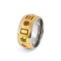 Anillo de dedo de acero Titanium de, Partículas de acero, Recubrimiento iónico al vacío, Joyería & unisexo & diverso tamaño para la opción, dorado, libre de níquel, plomo & cadmio, 9mm, Vendido por UD