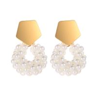 Plastic Pearl Zinc Alloy Earring, with Plastic Pearl, plated, fashion jewelry & for woman 