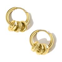 Boucles d'oreilles en acier titane, Placage, bijoux de mode & pour femme, plus de couleurs à choisir, 14mm, Vendu par paire