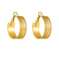 Boucles d'oreilles en acier titane, Placage, bijoux de mode & pour femme, doré, 30mm, Vendu par paire