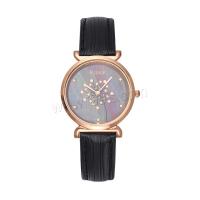 Women Wrist Watch, PU Leather, with Glass & 304 Stainless Steel & Zinc Alloy, Round, rose gold color plated, fashion jewelry & Chinese movement & for woman Approx 233 mm 