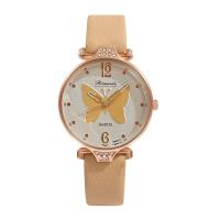 Women Wrist Watch, PU Leather, with Glass & 304 Stainless Steel & Zinc Alloy, Round, rose gold color plated, fashion jewelry & Chinese movement & for woman & with rhinestone Approx 240 mm 