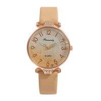 Women Wrist Watch, PU Leather, with Glass & 304 Stainless Steel & Zinc Alloy, Round, rose gold color plated, fashion jewelry & Chinese movement & for woman & with rhinestone Approx 240 mm 