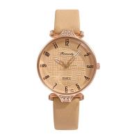 Women Wrist Watch, PU Leather, with Glass & 304 Stainless Steel & Zinc Alloy, Round, rose gold color plated, fashion jewelry & Chinese movement & for woman & with rhinestone Approx 240 mm 