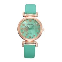 Women Wrist Watch, PU Leather, with Glass & 304 Stainless Steel & Zinc Alloy, Round, rose gold color plated, fashion jewelry & Chinese movement & for woman Approx 245 mm 