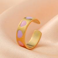 Anillo de dedo de acero Titanium de, Partículas de acero, con esmalte, chapado, Joyería & para mujer, más colores para la opción, 18mm, Vendido por UD