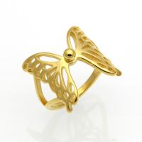 Messing Fingerring, Schmetterling, goldfarben plattiert, Modeschmuck & für Frau & hohl, 17mm, verkauft von PC