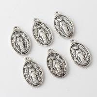 Zinc Alloy Saint Pendant, Oval, antique silver color plated, vintage & DIY Approx 