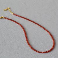 Collar de ágata roja, Ágata roja, con metal, con 5cm extender cadena, hecho a mano, Joyería & diverso tamaño para la opción & para mujer, Rojo, longitud:aproximado 39 cm, Vendido por UD