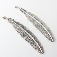 Colgantes de Aleación de Zinc en Forma Hoja, Pluma, chapado en color de plata antigua, Vintage & Bricolaje, 21x105mm, aproximado 100PCs/Bolsa, Vendido por Bolsa