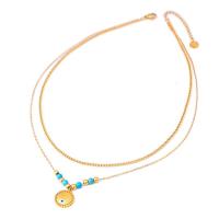 Collier de bijoux de titane, Acier titane, avec turquoise, avec 1.97inch chaînes de rallonge, Placage, Double couche & styles différents pour le choix & pour femme, doré Environ 15.75 pouce, Environ 17.72 pouce, Vendu par PC