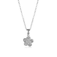 Collier de bijoux de titane, Acier titane, Fleur de prunier, bijoux de mode & pavé de micro zircon & pour femme Environ 15.75 pouce, Vendu par brin