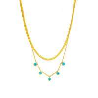 Collier de bijoux de titane, Acier titane, avec 1.97inch chaînes de rallonge, Placage, Double couche & bijoux de mode & pour femme, doré Environ 15.75 pouce, Environ 17.32 pouce, Vendu par brin