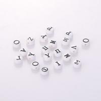 Enamel Acrylic Beads, Flat Round, DIY, white 