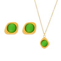 Conjuntos de joyería de acero inoxidable, acero inoxidable 304, con turquesa, chapado, diferentes estilos para la opción & para mujer, dorado, Vendido por UD