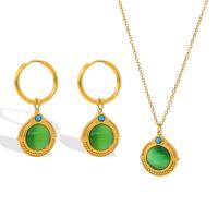 Conjuntos de joyería de acero inoxidable, acero inoxidable 304, con turquesa, chapado, diferentes estilos para la opción & para mujer, dorado, Vendido por UD