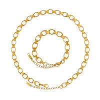 Conjuntos de joyería de acero inoxidable, acero inoxidable 304, chapado, diferentes estilos para la opción & para mujer, dorado, Vendido por UD