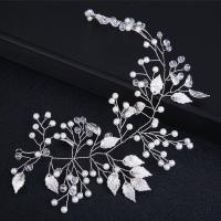 Headband, Zinc Alloy, with Crystal & Plastic Pearl, fashion jewelry & for woman, silver color 